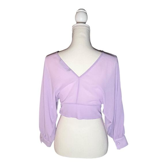 Zara Purple Top with Bubble Sleeves - Size XS - Picture 4 of 5